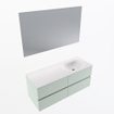 Mondiaz VICA ensemble de meuble de salle de bain - 120cm - meuble sous-vasque greey - 4 tiroirs - lavabo moon droite - sans trous de robinet - couleur talc - miroir LED - version XL 60cm de haut SW1092078