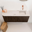 Mondiaz JOYA-DLUX 91.6cm meuble de toilette - arrondi gauche couleur Noyer - Vasque FAYE position Droite Sans trou de robinet couleur Nata SW1424533