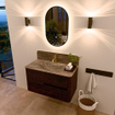 Mondiaz CIRO-DLUX Ensemble de meubles de salle de bains - 90x45x50cm - Lavabo en solid surface Oza - 1 vasque au milieu - 1 trou de robinet - 2 tiroirs - Noyer SW1530629