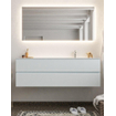 Mondiaz VICA ensemble de meuble de salle de bain - 150cm - meuble sous-vasque argile - 2 tiroirs - lavabo lune droite - 1 trou de robinet - miroir LED - version XL 60cm de haut SW1097874