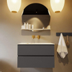MONDIAZ VICA-DLUX Ensemble meuble de salle de bains - 80cm - meuble bas dark grey - 2 tiroirs - lavabo encastré cloud centré - sans trous de robinet - version haute 60cm - frape SW1088704