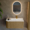 Mondiaz KURVE-DLUX Ensemble de meuble de salle de bains - 95x46x40cm - 1 tiroir - 1 porte - vasque solid surface - à droite - 1 trou de robinet - Dusk SW1415062