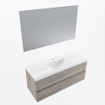 Mondiaz VICA ensemble de meuble de salle de bain - 120cm - meuble sous-vasque marron clair gris - 2 tiroirs - lavabo denia milieu - 1 trou de robinet - couleur Blanc Brillant - miroir LED - version XL 60cm haut SW1092012