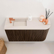 Mondiaz JOYA-DLUX 71.6cm meuble de toilette - arrondi droit couleur Noyer - Vasque FAYE position Gauche 1 trou de robinet couleur Meli. SW1424429