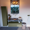Mondiaz ALAN-DLUX Ensemble de meuble - 110cm - meuble Army mat - 1 tiroir - Lavabo Cloud Lava suspendu - vasque Centre - 0 trous de robinet SW808429