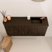 Mondiaz JOYA Meuble de salle de bains 91,6cm - arrondi gauche couleur Noyer - Vasque FAYE position Droite 1 trou de robinet couleur Urban SW1421385