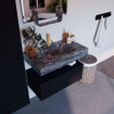 Mondiaz ALAN-DLUX Ensemble de meuble - 80cm - meuble Urban mat - 1 tiroir - Lavabo Cloud Lava suspendu - vasque Centre - 1 trou de robinet SW808065