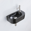 Fugaflow Efficiente Pietra Ensemble lave-mains - 40x21.5x12cm - droit - lisse - semi-circulaire - 1 trou de robinet - céramique - robinet lave-mains inox brossé - bonde - siphon abaissé - noir mat SW1442370