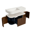 MONDIAZ THOR-DLUX Meuble de salle de bains - 100cm - arrondi gauche + droite - couleur Walnut - 1 tiroir et 2 portes - Vasque suspendue CLOUD Gauche sans trou de robinet - couleur Ostra SW1467374