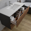 Adema Industrial 2.0 ensemble de meubles de salle de bain 100x45x55cm 1 lavabo en céramique blanc 1 trou de robinetterie noir armoire de toilette bois/noir SW857184