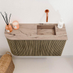 Mondiaz JOYA-DLUX 71.6cm toiletmeubel - ronding links kleur Dusk - Wastafel FAYE positie Rechts Zonder kraangat kleur Arena. SW1425769