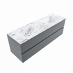 MONDIAZ VICA-DLUX Ensemble meuble de salle de bains - 150cm - meuble bas plata - 2 tiroirs - lavabo encastré cloud double - sans trous de robinet - version haute 60cm - glace SW1088369