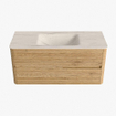 Mondiaz CIRO-DLUX Meuble de salle de bains - 110x45x50cm - Lavabo solid surface Meli - 1 vasque au milieu - sans trous de robinet - 2 tiroirs - Chêne SW1531386