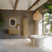 MONDIAZ KURVE-DLUX meuble de salle de bains 95cm courbe droite couleur Dusk avec 1 tiroir et 1 porte. Vasque BIG SMALL gauche sans trou de robinetterie Saba. SW1433324
