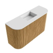 Mondiaz JOYA 73.2cm toiletmeubel - ronding links en rechts kleur Oak - Wastafel FAYE positie Midden Zonder kraangat kleur Talc. SW1421167