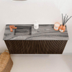 Mondiaz JOYA-DLUX 80cm toiletmeubel - kleur Walnut - Wastafel FAYE positie Links 1 kraangat kleur Sombra. SW1424730