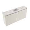 MONDIAZ TURE-DLUX Meuble toilette - 100cm - Linen - EDEN - vasque Glace - position centrale - sans trou de robinet SW1103361