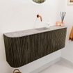 Mondiaz JOYA-DLUX Meuble de salle de bains 113.2cm - arrondis gauche et droite couleur Shadow - Vasque FAYE position Milieu Sans trou de robinet couleur Glace SW1422826