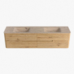 Mondiaz CIRO-DLUX Badkamermeubelset - 190x45x50cm - Solid surface wastafel Arena - 2 wasbak Dubbel - 2 kraangaten - 4 lades - Oak SW1531368