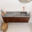 Mondiaz JOYA-DLUX 101.6cm toiletmeubel - ronding links kleur Ruby - Wastafel FAYE positie Rechts Zonder kraangat kleur Sombra. SW1425707