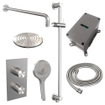BRAUER Brushed Edition Regendoucheset inbouw - hoofddouche 20cm - gladde knop - inclusief inbouwdeel - handdouche rond 3 standen - glijstang - PVD - geborsteld RVS SW538427