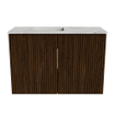 Mondiaz JOYA-DLUX 60cm meuble de salle de bains - couleur Walnut - Vasque FAYE position Gauche Sans trou de robinet couleur Glace. SW1422353
