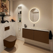 MONDIAZ TURE-DLUX Meuble toilette - 120cm - Rust - EDEN - vasque Opalo - position centrale - sans trou de robinet SW1104527