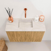 Mondiaz JOYA-DLUX 60cm toiletmeubel - kleur Oak - Wastafel FAYE positie Midden Zonder kraangat kleur Ostra. SW1422170