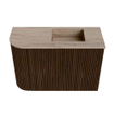 Mondiaz JOYA-DLUX Meuble de salle de bains 61,6cm - arrondi gauche couleur Noyer - Vasque FAYE position Droite Sans trou de robinet couleur Saba SW1424680