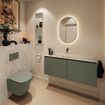 MONDIAZ TURE-DLUX Meuble toilette - 120cm - Army - EDEN - vasque Opalo - position centrale - sans trou de robinet SW1104188