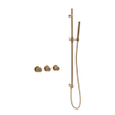 Fortifura Nebbio Ensemble combiné bain - mitigeur thermostatique - barre de douche avec coude mural intégré - flexible de douche lisse - douchette à main sur barre - Remplissage-vidage de baignoire - laiton brossé PVD (or) SW1238066