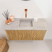 Mondiaz JOYA-DLUX Meuble de salle de bains 70cm - couleur Oak - Vasque FAYE position Milieu Sans trou de robinet couleur Glace SW1421960