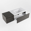 MONDIAZ BUKLA 120cm ensemble de meuble avec module 40 couleur Marron Foncé avec 2 tiroirs. Lavabo CLOUD à droite 0 trous de robinet couleur Talc. SW1382005