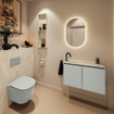 MONDIAZ TURE-DLUX Meuble toilette - 80cm - Greey - EDEN - vasque Ostra - position gauche - 1 trou de robinet SW1104856
