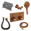 Brauer Copper Carving set de boutons poussoirs thermostatiques encastrés pour baignoire 04 combinaison de remplissage de baignoire 3 positions douche à main tuyau de douche raccord mural coude cuivre brossé pvd SW925561