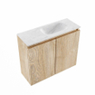 MONDIAZ TURE-DLUX Meuble toilette - 60cm - Washed Oak - EDEN - vasque Opalo - position droite - 1 trou de robinet SW1104612