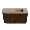 Mondiaz JOYA-DLUX Meuble de salle de bains 71,6cm - arrondi gauche couleur Walnut - Vasque FAYE position Droite 1 trou de robinet couleur Saba SW1424668