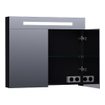 BRAUER Promise Deluxe Armoire de toilette 80x70cm éclairage intégré rectangulaire 2 portes pivotantes MDF Noir mat SW371690