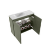 MONDIAZ TURE-DLUX Meuble toilette - 60cm - Army - EDEN - vasque Opalo - position gauche - 1 trou de robinet SW1104212