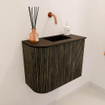 Mondiaz JOYA 51.6cm meuble de toilette - arrondi gauche couleur Shadow - Lavabo FAYE position Droite Sans trou de robinet couleur Urban SW1421556
