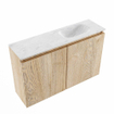 MONDIAZ TURE-DLUX Meuble WC 80cm Washed Oak. Lavabo EDEN Opalo position droite. Avec 1 trou de robinet. SW1104614
