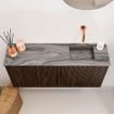 Mondiaz JOYA-DLUX 90cm meuble de salle de bains - couleur Walnut - Vasque FAYE position Droite Sans trou de robinet couleur Sombra. SW1424731
