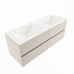 Mondiaz VICA-DLUX ensemble de meuble de salle de bain - 130cm - meuble sous-vasque lin - 4 tiroirs - lavabo encastrée nuage double - sans trous de robinet - version haute de 60cm - ostra SW1087480