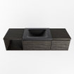 MONDIAZ BUKLA 140cm ensemble de meuble avec module ouvert 40 gauche couleur Marron Foncé avec 2 tiroirs. Lavabo CLOUD droit 1 trou de robinet couleur Urban. SW1382058