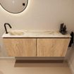 MONDIAZ TURE-DLUX Meuble de toilettes 120 cm Washed Oak. Lavabo EDEN Frappe position gauche. Avec 1 trou de robinet. SW1103112