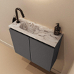 MONDIAZ TURE-DLUX meuble de toilette 60 cm Dark Grey. EDEN vasque Glace position gauche. Avec 1 trou de robinet. SW1103239