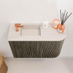 Mondiaz JOYA-DLUX 61.6cm meuble de toilette - arrondi droit couleur Shadow - Vasque FAYE position Gauche 1 trou de robinet couleur Meli. SW1424898