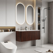 Royal Plaza Terra Edge Badkamermeubelset - 120x45.5x46cm - keramische wastafel wit glans - 2 wasbakken - 2 kraangaten - 2 lades - kastanje (walnoot) SW1471941
