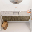 Mondiaz JOYA-DLUX 123.2cm toiletmeubel - ronding links en rechts kleur Dusk - Wastafel FAYE positie Midden Zonder kraangat kleur Glace. SW1426221