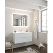 MONDIAZ VICA Ensemble de meuble salle de bain - 100cm - 2 tiroirs - lavabo Cloud central - 1 trou de robinet - solid surface argile SW410613